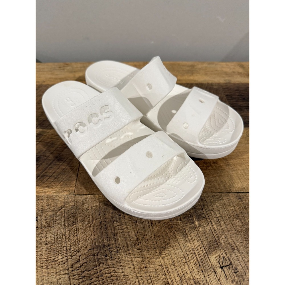 Crocs Baya Platform Sandals Women Sz 9 White Comfort Double Strap Slide Casual
